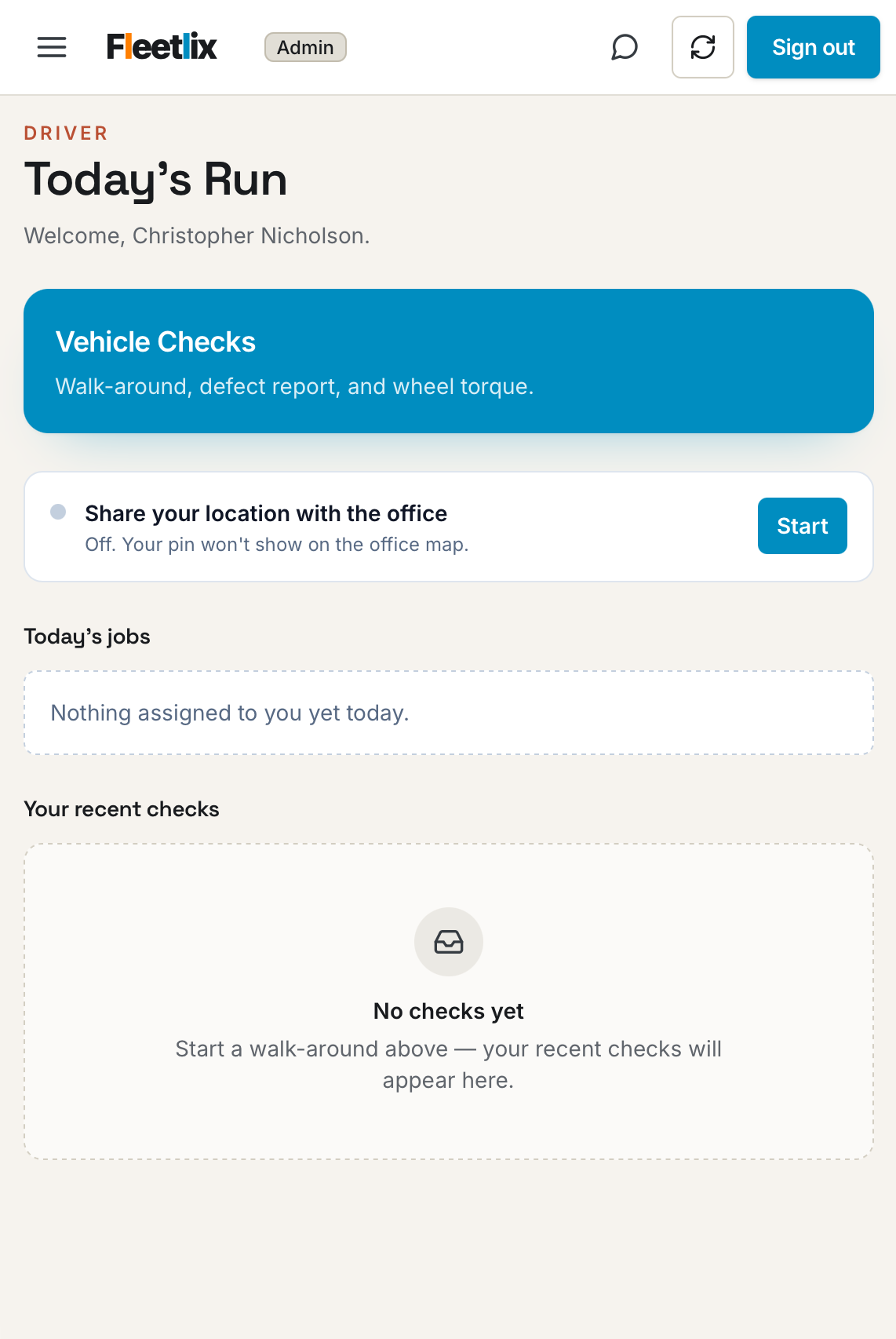 Screenshot of Fleetlix — Driver PWA project