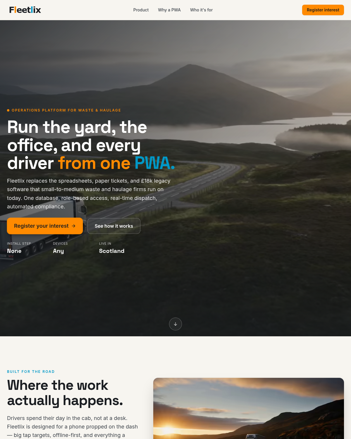 Screenshot of Fleetlix — Marketing Site project