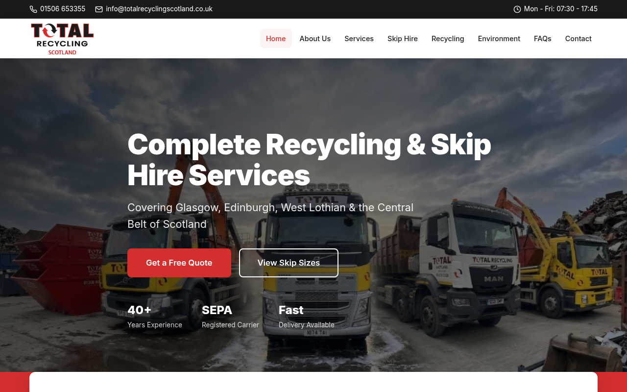 Screenshot of Total Recycling Scotland project